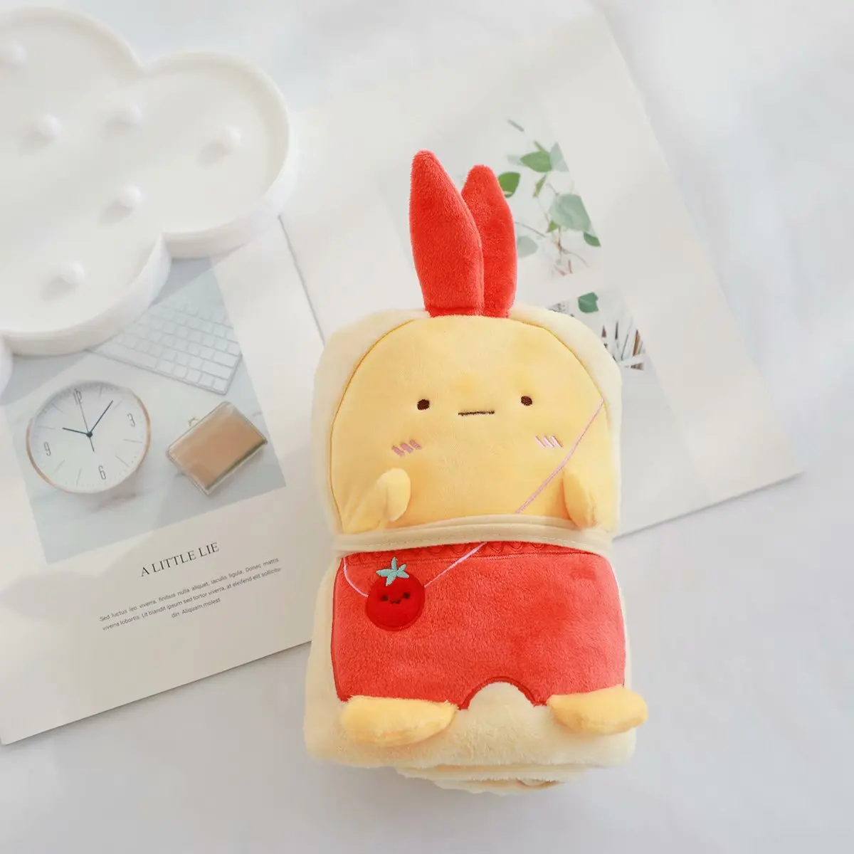 Shrimp 100x75 см чудесные Плюшевые игрушки мультфильм Sumikko угловой био создание мягкие прокатки фланелевое одеяло портативный офис теплый ворс Pilllow - Цвет: Shrimp