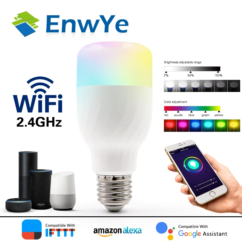 EnwYe 7 Вт умный WiFi светильник RGB + WW CW поддержка Amazon ECHO/Google Home/IFTTT Дистанционное