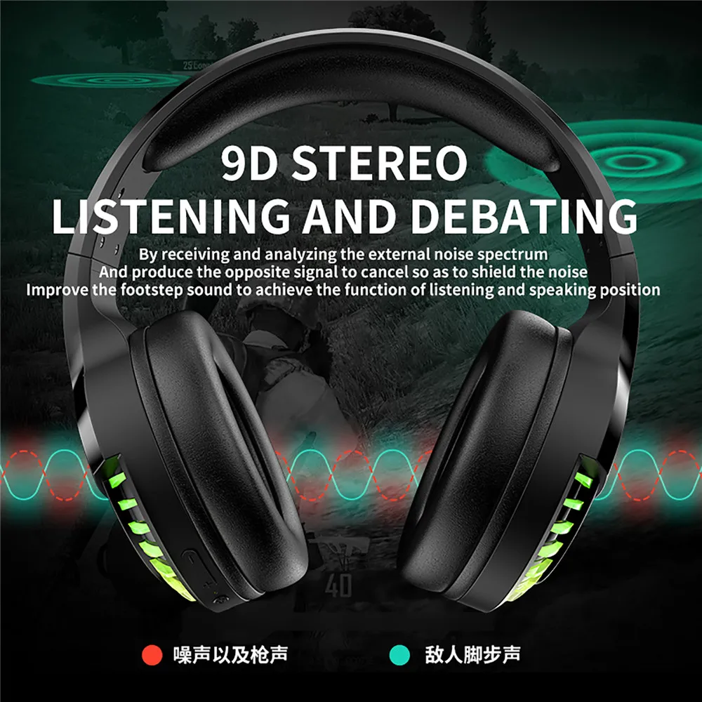 Gaming Headset Wired Dual Mode RGB Light Over Head Headphones Noise Cancelling for Laptop Mobile Phone Tablet Game
