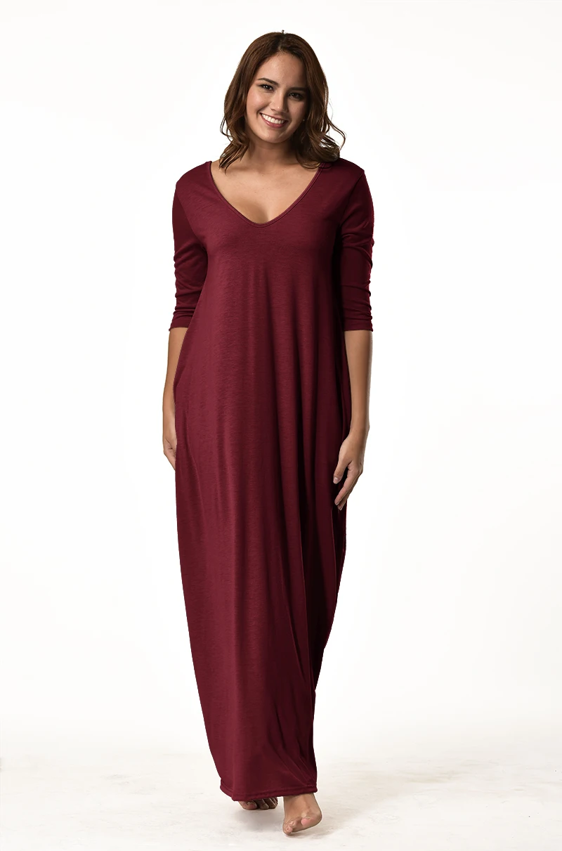 Najtaniej Sukienki w stylu Hot luźne czysty kolor sukienka jesień i zima gorąca sprzedaż na co dzień duży rozmiar dla sukienka w dużym rozmiarze do kostek