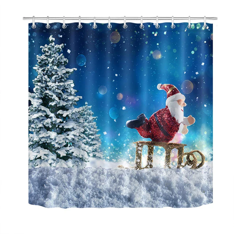 Merry Christmas занавеска для душа для ванной с рисунком снеговика Санты креативная Водонепроницаемая занавеска для душа с новогодним декором