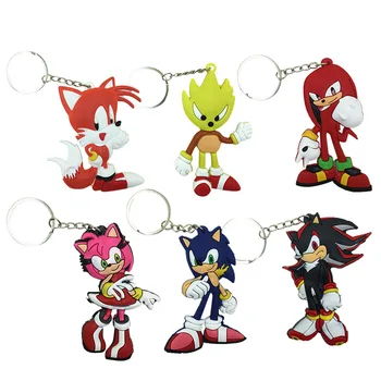 

Anime Sonic 9 cm Partie Rose Knuckles Shadow Sticks Tails Sonic Chain Pendants Keychain Keychain Toys