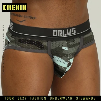 

Male Briefs Men Underwear Gay Sexy Men's Brief Mesh Cotton hombre Masculina cueca underpants Camouflage ropa Gay Panties OR187