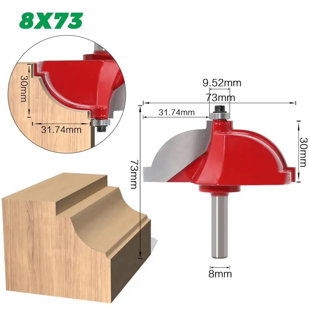 1 шт. 8 мм хвостовик древесины маршрутизатор бит прямой Концевая фреза триммер очистка заподлицо отделка угловая круглая бухта коробка биты инструменты фреза - Длина режущей кромки: 8X73