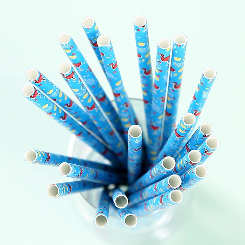 

25pcs High Quality Paper Straw Straw Beer Drink Milk Flamingo Striped Paper Straw Birthday Event Party Decorations tableware