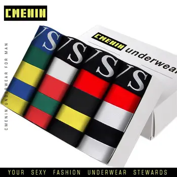

4pcs Solid Underwear Men Underpants Men's Panties Boxer Man Cotton Male Boxers Boxershorts Shorts Calzoncillos Comfortable OR06