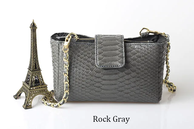 Новое поступление, женские сумки со змеиным узором, натуральная кожа, клатч, модный стиль, роскошные дизайнерские брендовые сумки-мессенджеры, сумка на плечо с цепочкой - Цвет: Rock Ash