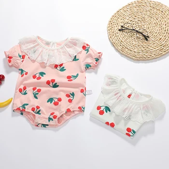 

Summer Baby Girls Romper Lace Stitching Cotton Short Sleeve Romper Toddler Girl Clothes Newborn Baby Girls Jumpsuit Overalls