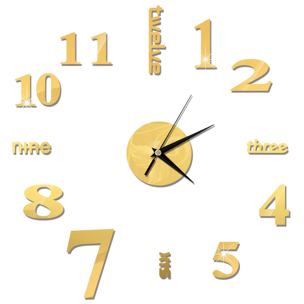 Home DIY 3D Mirror Clock Wall Sticker Removable Mount Stickers Decor | Дом и сад