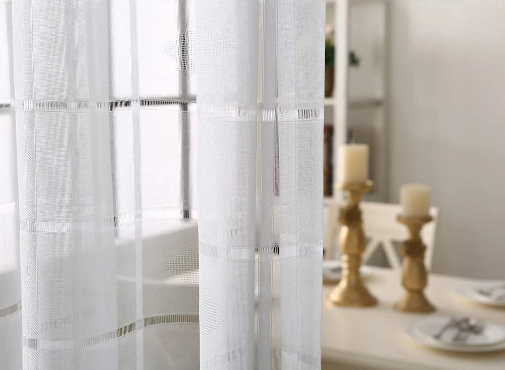 finished white lattice printing curtain tulle for living room bedroom kids room window screening kitchen sheer curtain 444&30