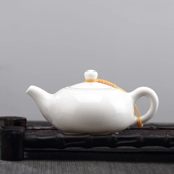 

White Porcelain Shih Tzu Teapot Chinese Kung Fu TeaSet Puer Kettle Maker Convenient Office Tea Room Etiquette Tool Tea Pot Gifts