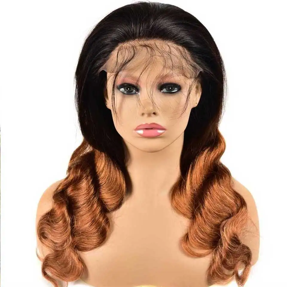 150% Омбре кружевные передние человеческие волосы парики предварительно выщипанные 13*4 Remy перуанские кружевные передние волнистые парики с детскими волосами для черных женщин