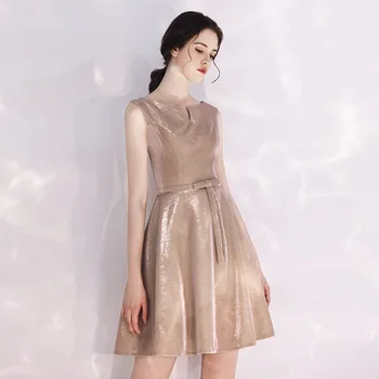 

Short Lycra Evening Dresses Elegant Sleeveless Formal Party Prom Gown Plus Size Women Simple Dress Robe De Soiree