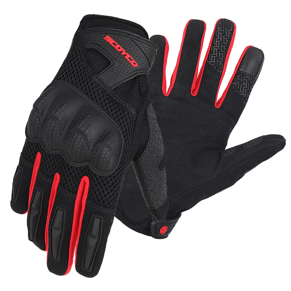 SCOYCO мотоциклетные перчатки летние дышащие Guantes Moto Перчатки сенсорные Мотоциклетные Перчатки мотокросса внедорожные гоночные перчатки - Цвет: MC58-2 Red