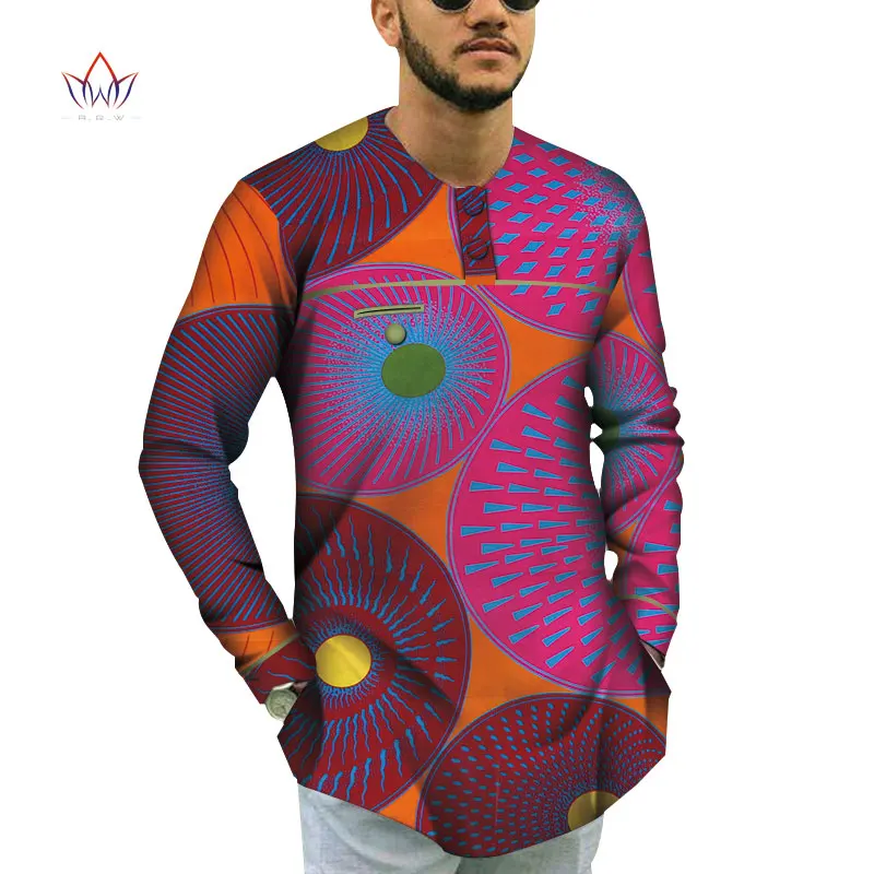 9 Cotton Men Short Sleeve Top Tees African Clothes Bazin Riche African Design Clothing Casual Mens Print Top Shirts WYN791 - Цвет: 9