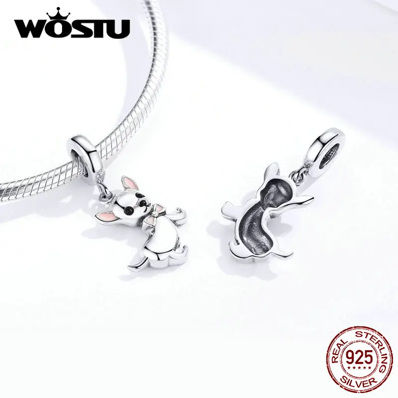 WOSTU подлинный 925 пробы Серебряный браслет для собаки чихуахуа оригинальный DIY