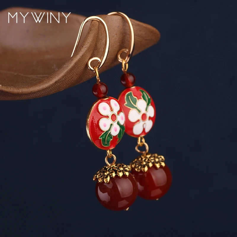 MYWINY новые модные ювелирные изделия украшения серьги с цветами из перегородчатой