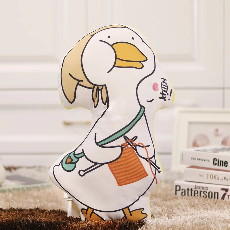 Female duck 1 шт. простая линия-рисунок милый утенок плюшевая игрушка с забавным выражением действия засыпанная мягкая Утка подушка кукла подарок для детей девочек - Цвет: Female duck