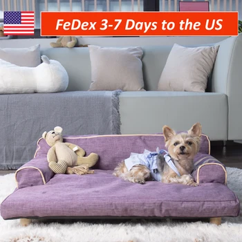 

Wickman Double Use Pet Sofa with Built-in Elevated Platform Base for Small and Medium Dog Cats Durable Purple Oxford Fabric