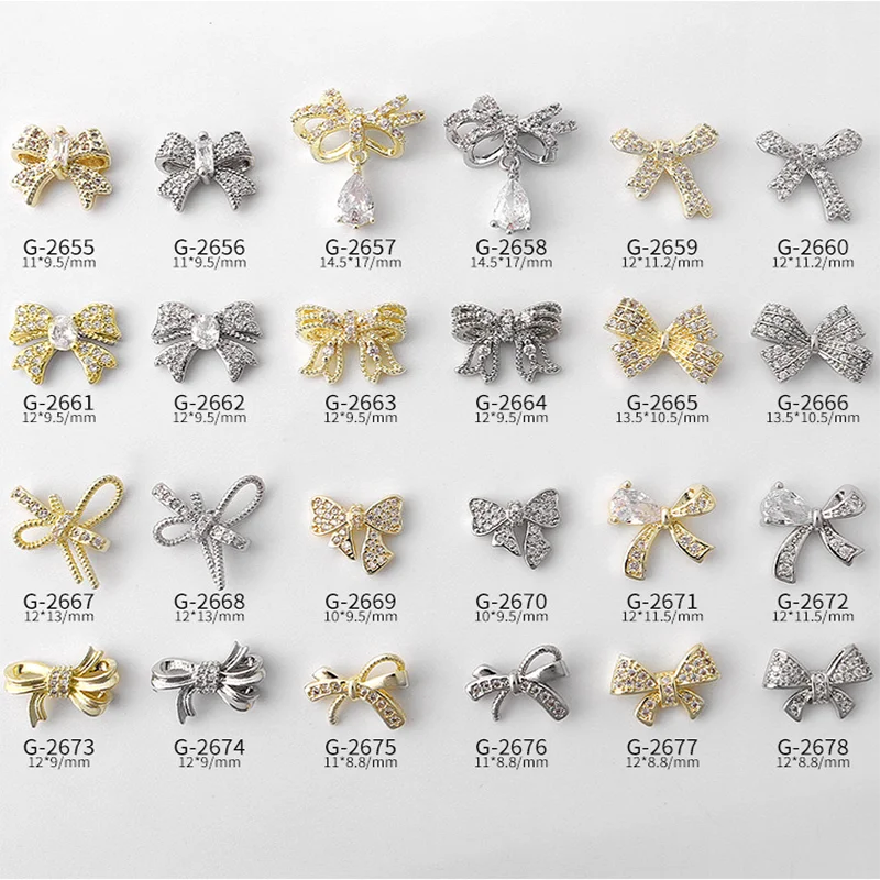 5 шт./лот украшение для ногтей в форме бантов из циркона стразы золотистого и