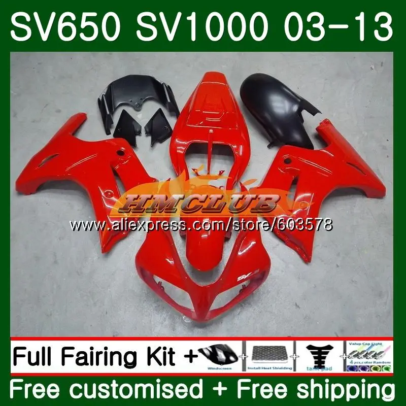 SV650S для SUZUKI SV650S 03 06 07 08 09 10 13 19CL. 66 SV1000S 2004 2005 2006 2007 2008 2009 2010 2012 2013 обтекатель глянцевый красный - Цвет: No. 1