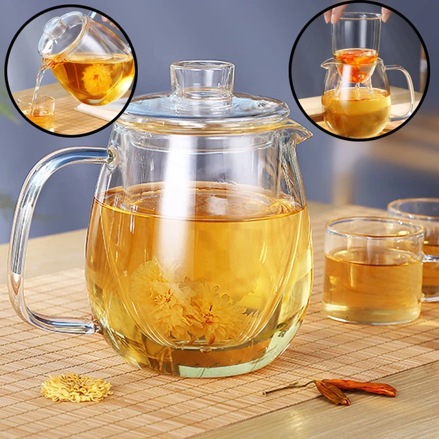 Glass Teapot with Removable Infuser Microwave Safe Blooming Tea