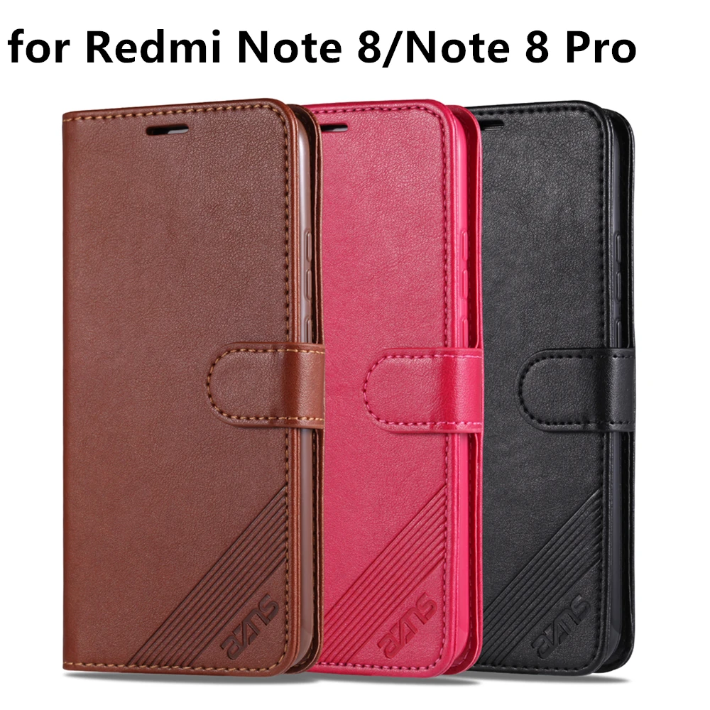 

AZNS Pu Leather Flip Cover Case For Xiaomi Redmi Note 8 Pro 4 4X Note 6 7 Pro Global Version Protective Cover Flip Book Holder