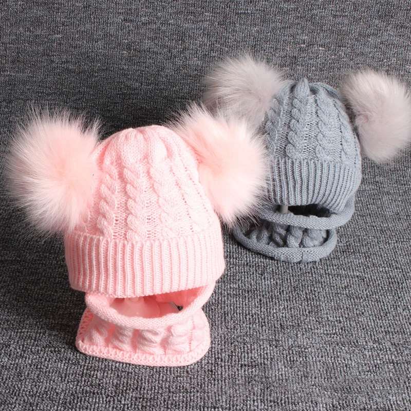 Baby Boys Girls Beanie Cotton Ball Warm Hat Cap Set Children S