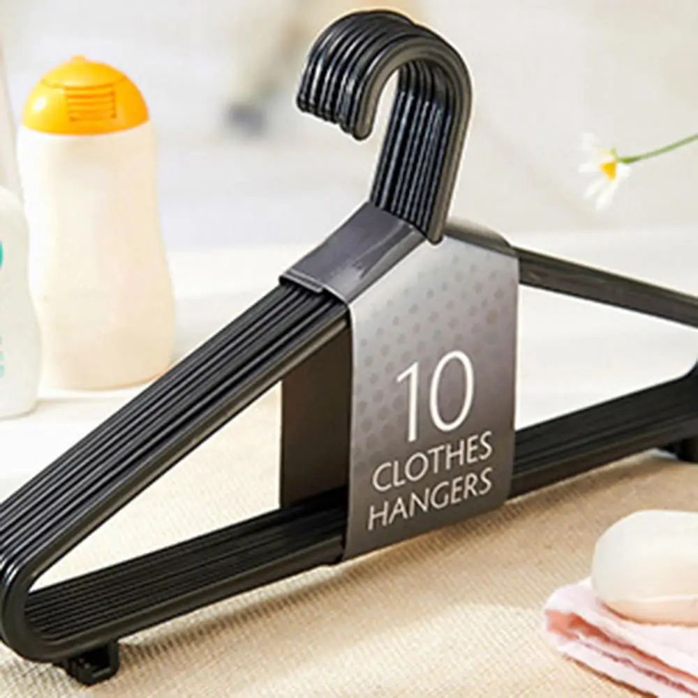 

10pcs Adult Clothing Hanger Non-Slip Dry Clothe Hanging Rack Portable Household Clothe Dress Organizer Closet Space Saver Black