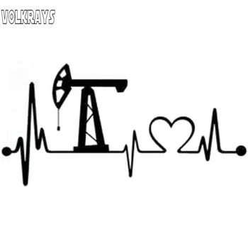 

Volkrays Personality Car Sticker Oilfield Heartbeat Lifeline Accessories Reflective Sunscreen Vinyl Decal Black/Silver,7cm*16cm