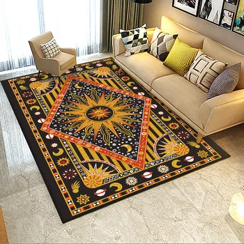 

American retro carpet sun stars moon tribal wind black large size rugs living room bedroom kitchen parlor carpet sofa floor mat