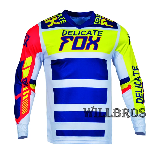 Hot Sales Delicate Fox 180 Race Falcon Jersey Street Moto Summer Long Sleeve Mountain Bicycle Offroad Racing T-shirt Fluo