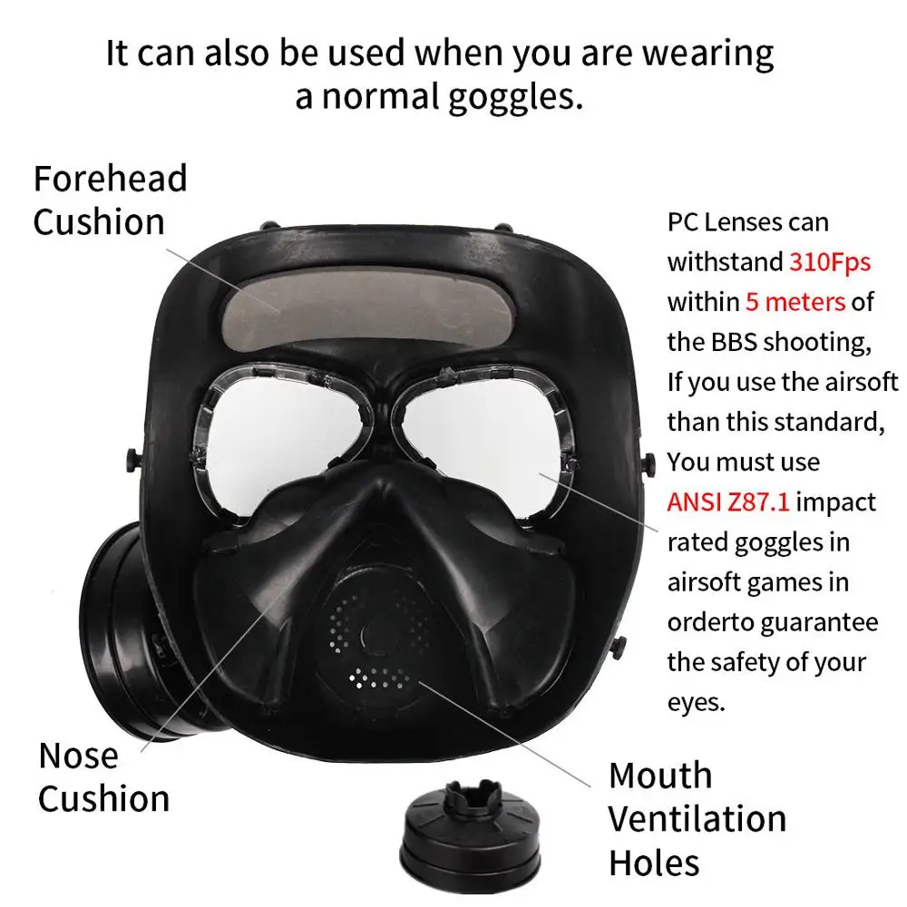 Masque de Protection respiratoire tactique complet, masque à gaz pour  Airsoft, chasse, équitation, jeu CS, Protection Cosplay - AliExpress