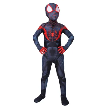 

Boy Kids Spider-Man Into the Spider-Verse Miles Morales Cosplay Costume Zentai Spiderman Pattern Bodysuit Suit Jumpsuits