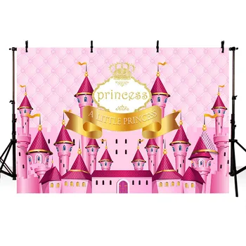 

Mehofond Pink Castle Backdrop Girls Princess Diamond Children Portrait Birthday Party Photography Backgrounds for Photo Studio