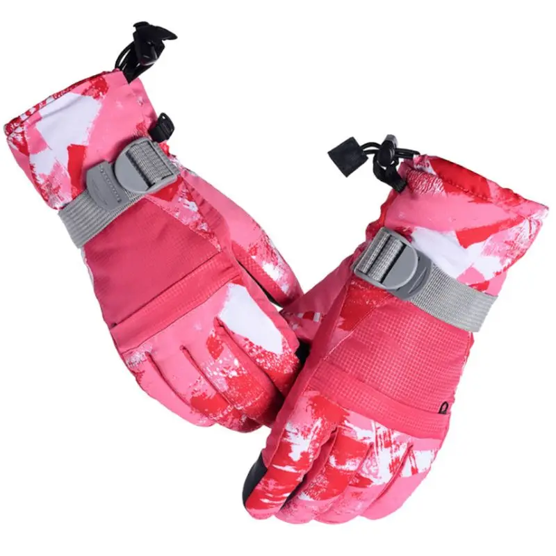 Для взрослых и детей; унисекс; зимние водонепроницаемые плотные теплые зимние перчатки с сенсорным экраном; камуфляжные Нескользящие варежки с принтом для сноуборда и лыжного спорта