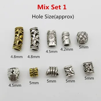 

10Pcs/Pack mix set for hair braid dread beard dreadlock beads tube rings Jewelry dreadlock accessories