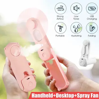 

2 in 1 Portable Water Spray Mist Fan Electric USB Rechargeable Handheld Mini Fold Fan Air Conditioner Humidifier for Travel