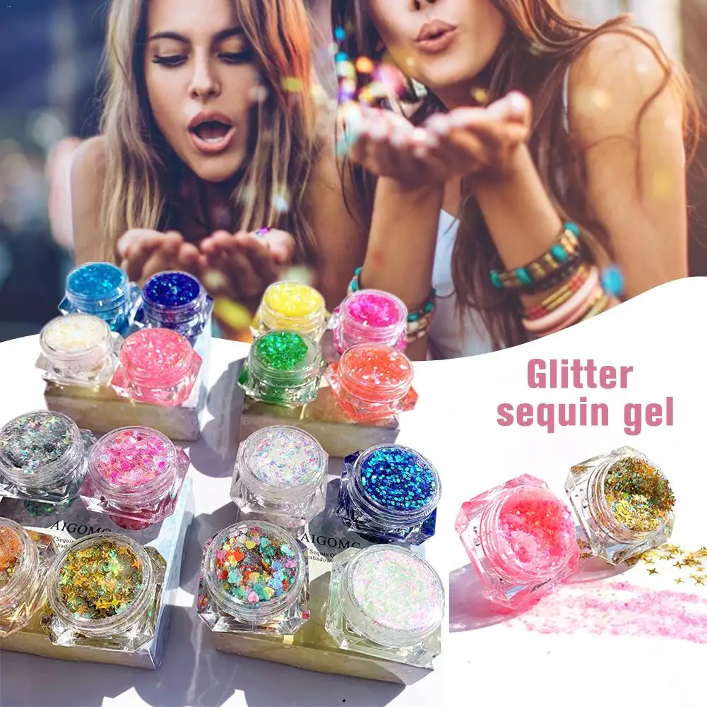 Festival Glitter Sequins Gel For Face Nails Eyes Lips Hair Body Glitter For Masquerade Halloween Party Christmas