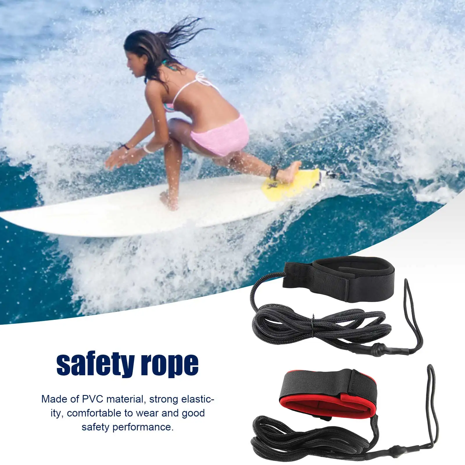 85.83inch Surfboard Foot Rope Adjustable Safety Ankle Cuff Surfing Board Rope Leg Foot Leash Sup For Stand Up Paddle Accessories