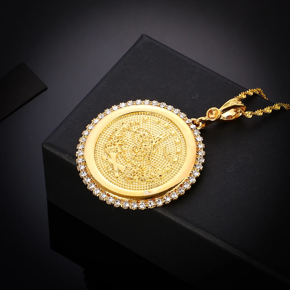 ААА с украшением в виде кристаллов арабских монета кулон и ожерелья для Для женщин Средний ювелирные изделия в восточном стиле с Стразы свадебные подарки дизайн