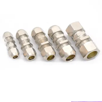 

Bulkhead Straight Push Brass oil Pipe Fitting 4 6 8 10 12 14 16mm OD Tube Compression Ferrule Tube Compression Fitting Connector