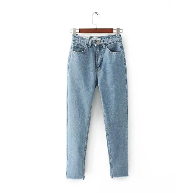 Calça jeans feminina, jeans azul de alta
