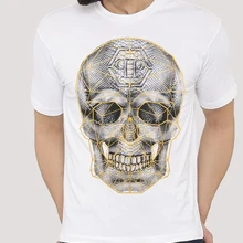 Г. Футболка в стиле ретро, 1 Philip 1 Plein, с графическим принтом, футболка в стиле хип-хоп, новинка, футболки Мужская брендовая одежда Высокое качество