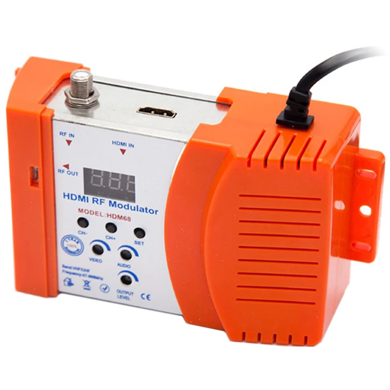 

New HDM68 Modulator Digital RF HDMI Modulator AV to RF Converter VHF UHF PAL/NTSC Standard Portable Modulator EU Plug