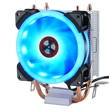 

Home Heat Dissipation CPU Cooler Fan Dustproof Durable Practical Led Fins Double Aperture Flashing Night Computer Easy Install