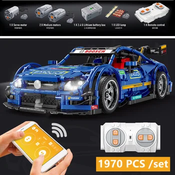 

technology series blue racing car MOC-6687 remote controlassembling spell inserting blocks toys birthday Christmas gifts