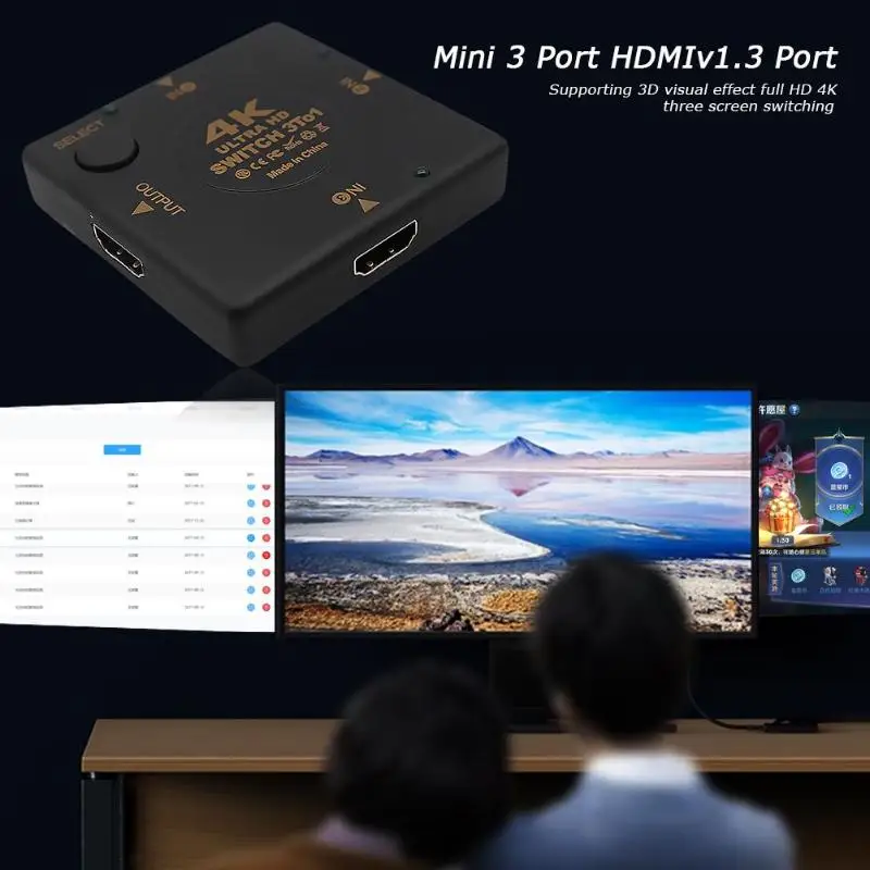 Мини 3 порта 4K x 2K 1080P HDMI видеоразветвитель сплиттер конвертер Поддержка 3D