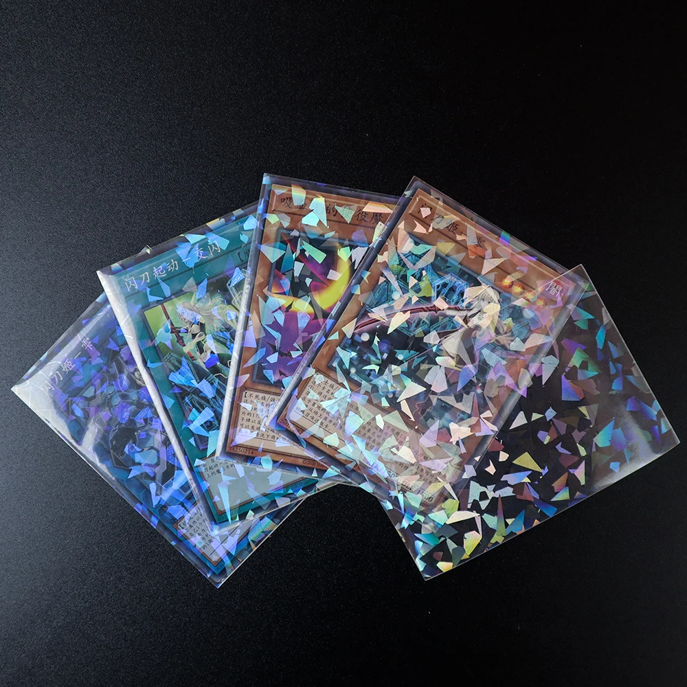 100pcs/lot Broken Gemstone Broken Glass Laser Flashing Card Film Card Film 61X88mm Yu-Gi-Oh VG Ultraman Holographic Card Sleeves