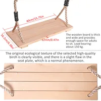 150KG Adjustable Rope Wooden Patio Hanging Swinget Children 6